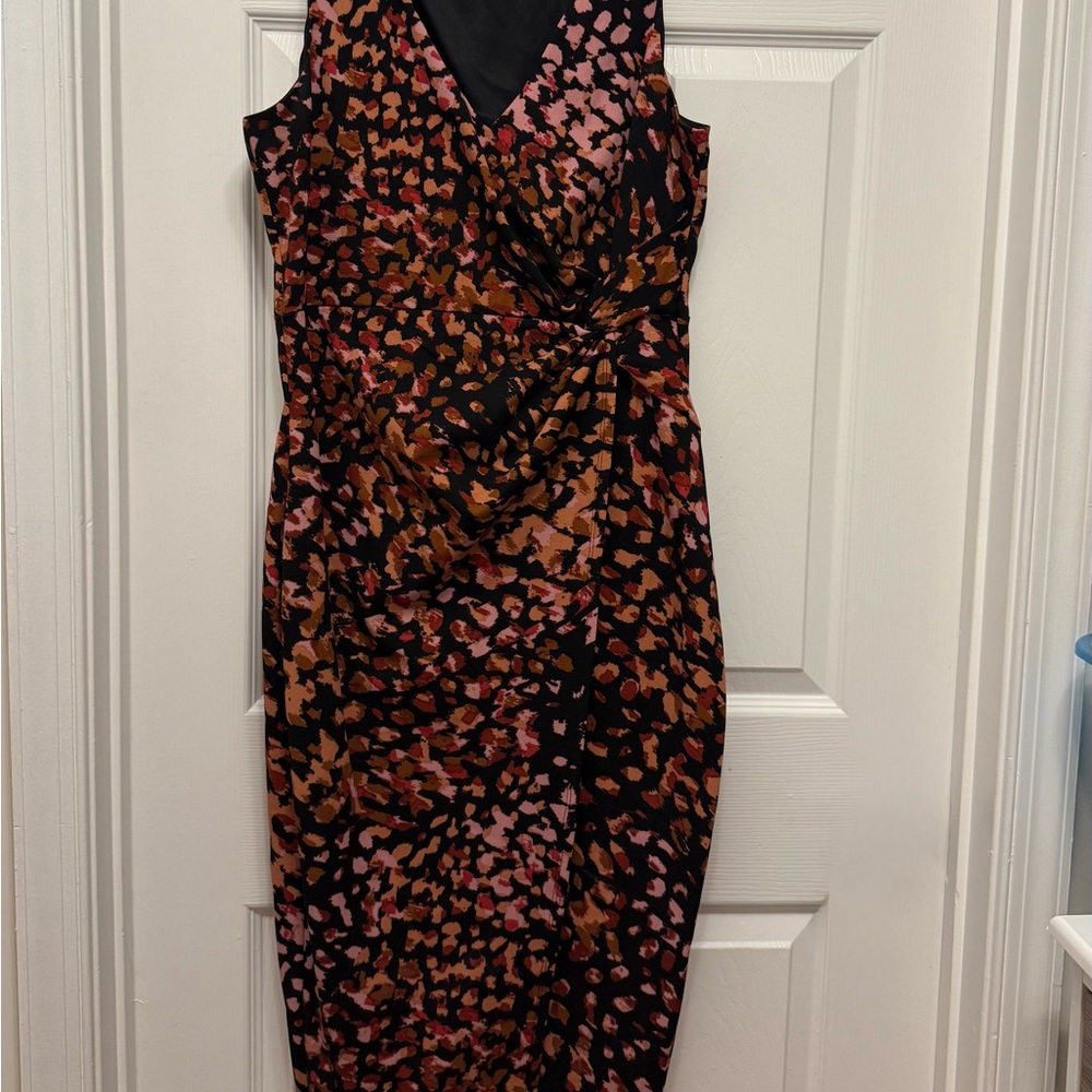 Guess Black and Pink Animal Print Midi Dress